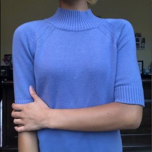 periwinkle quarter-sleeve mock-neck